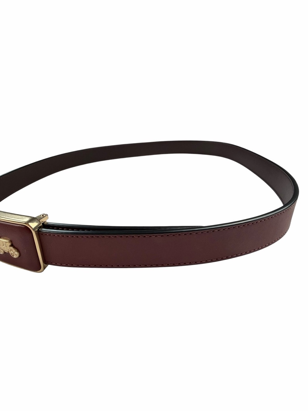 Coach Women’s Grace Plaque Buckle Belt In Wine Ox blood Size Large (25 mm) - Picture 4 of 6